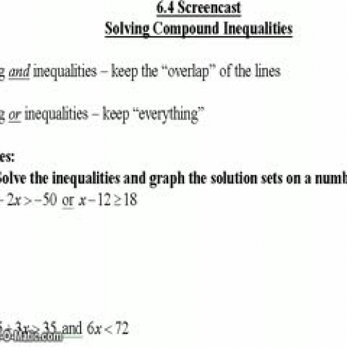 Algebra 1 Solving Compound Inequalities 6.4