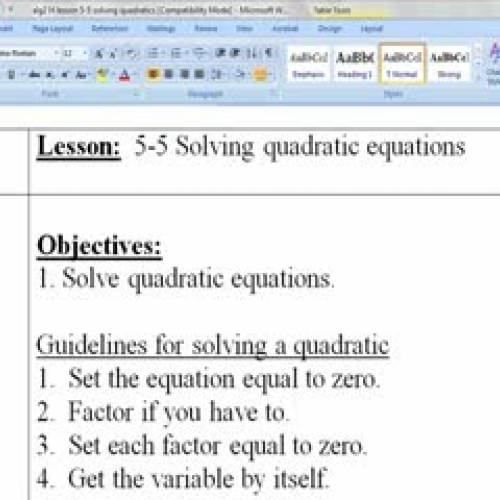 5.5 solving quadratics