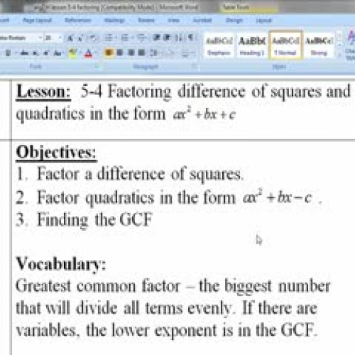 Factoring 5.4