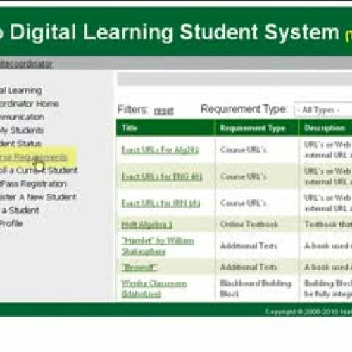 Course Requirement Feature Tutorial
