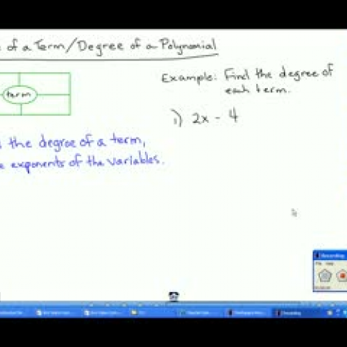 Degree of a Term, Degree of a Polynomial