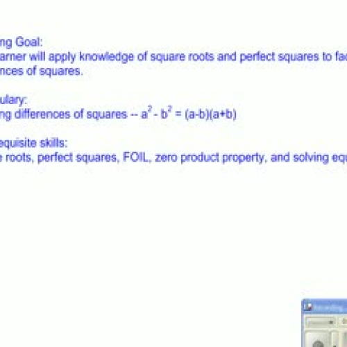 Algebra Sec. 9.5 study guide and notes