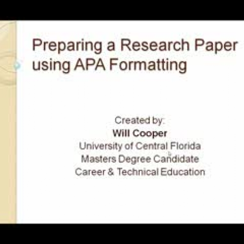 Research Paper with APA Formatting