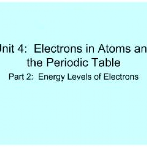 EHS Chem Unit 4 Part 2 Energy Levels