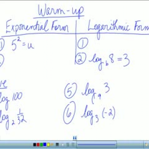 1-warm-up and homework logarithms