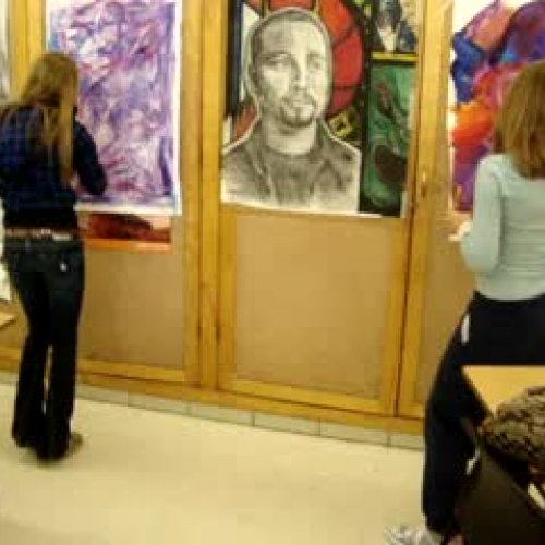 Students painting to Music