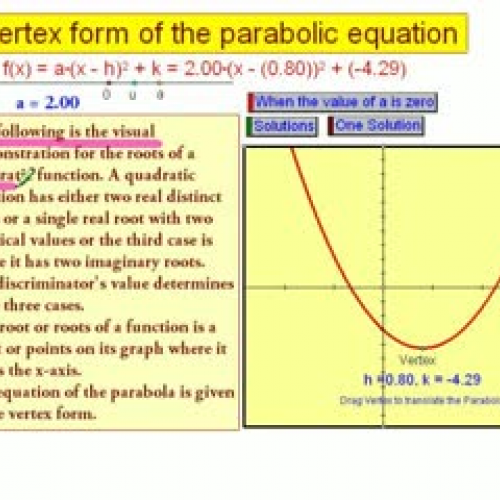 Roots of a Quadratic Function, a Visual Demon