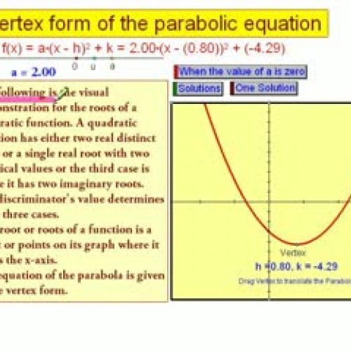 Roots of a Quadratic Function, a Visual Appro