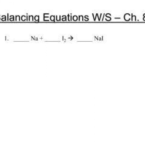 Balancing Equations worksheet