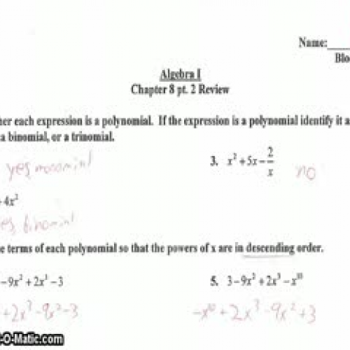 Ch 8 Review WS Key