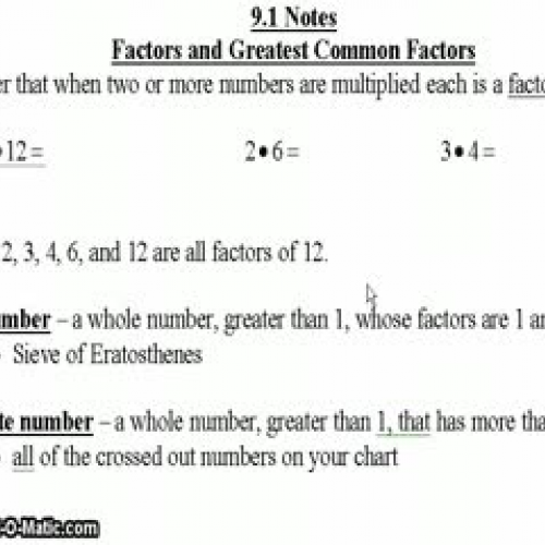 9-1 part 1 Factors and Prime Factorization