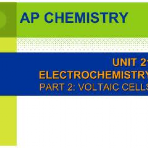AP Chem Unit 21 part 2 Voltaic Cells