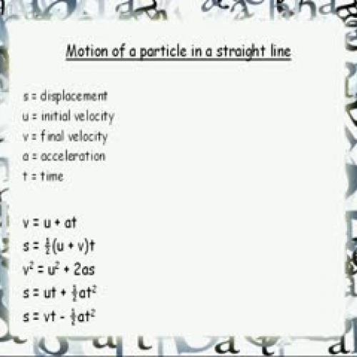 Motion of a particle in a straight line