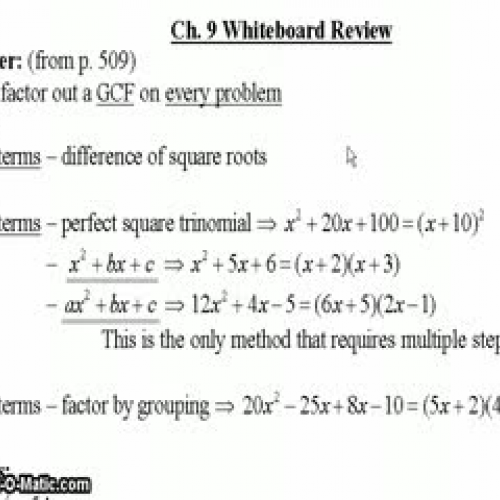 Ch 9 Factoring Summary