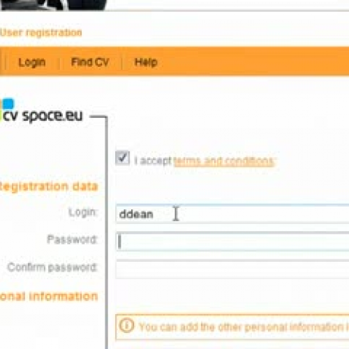 How to create CV - CvSpace.EU Registration