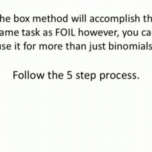 Multiplying Binomials-Box Method