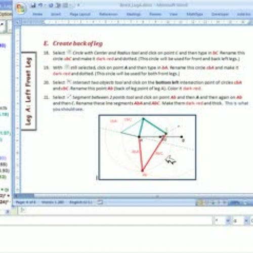 Strandbeest LegA - E: GeoGebra Construction