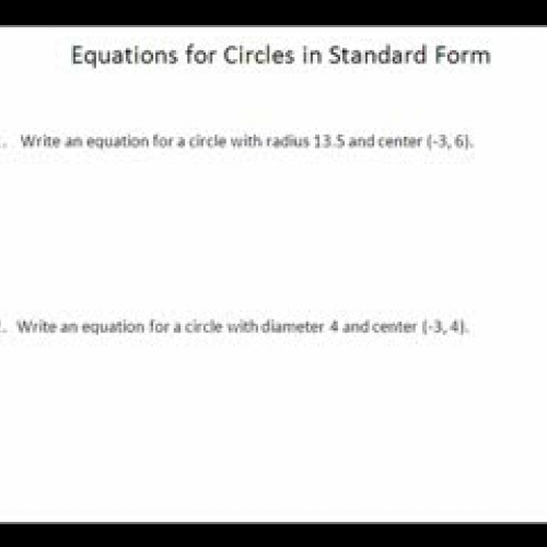 Circle Equations in Standard Form