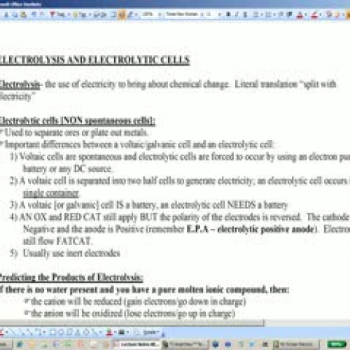 AP Chemistry: Electrolysis