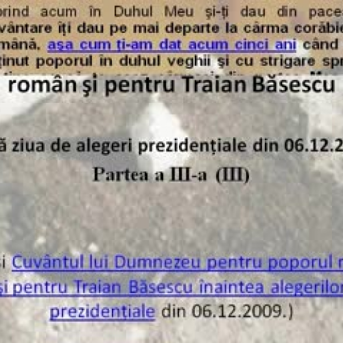 Cuvântul lui Dumnezeu pentru Traian B?sescu P