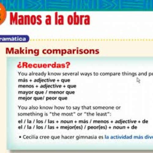 Mr. Lopez lesson spanish 2 making comparisons