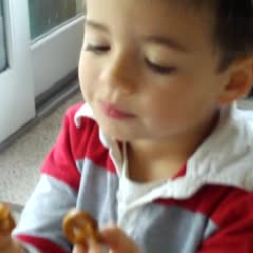 Ricky eat Pretzel