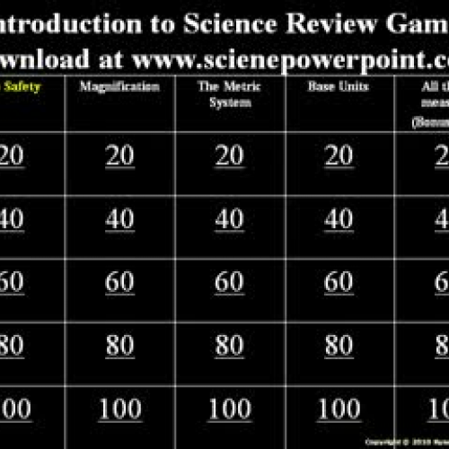 Introduction to Science Quiz (Answers Key)