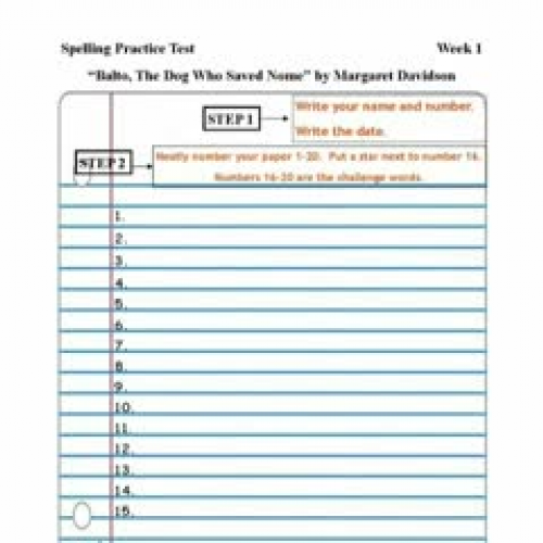 Spelling Practice Test Week 1