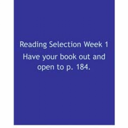 Reading Selection Week 1