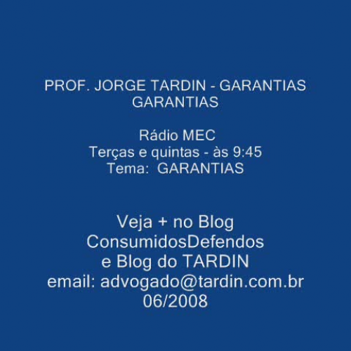 O CONSUMIDOR - PROF. TARDIN GARANTIA