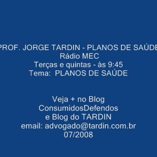 O CONSUMIDOR PROF TARDIN  PLANOS DE SAUDE