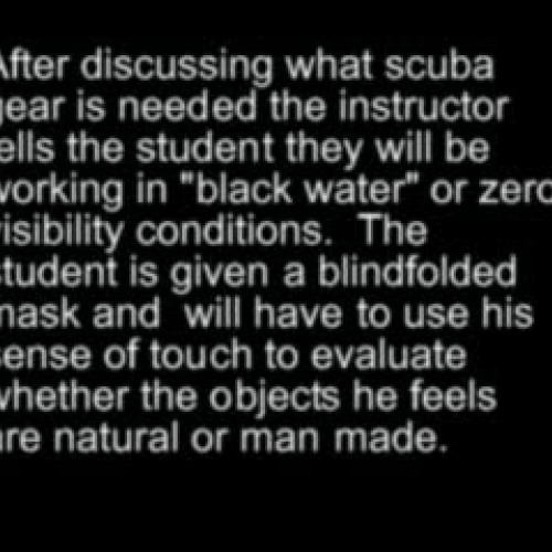 The MUA Classroom Black Water Dive Exercise
