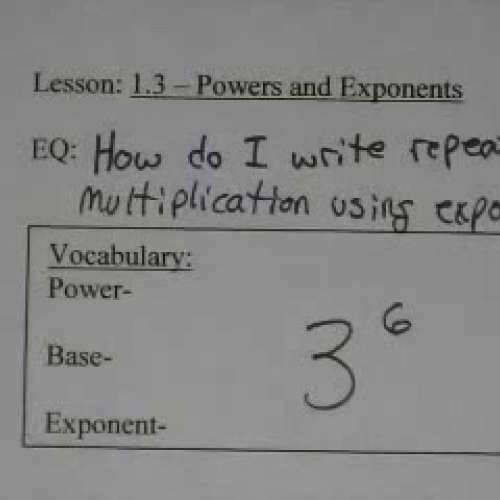 Course 2 - Lesson 1.3 Powers and Exponents
