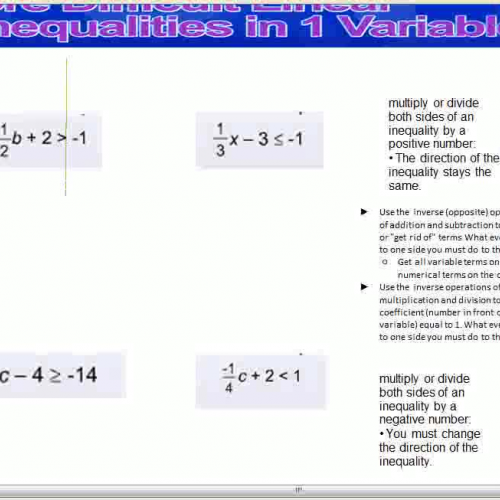 More Difficult Linear Inequalities in 1 Varia