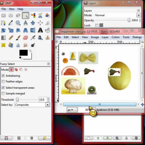 How to use the fuzzy select tool in GIMP
