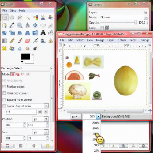 How to use the rectangle tool in GIMP