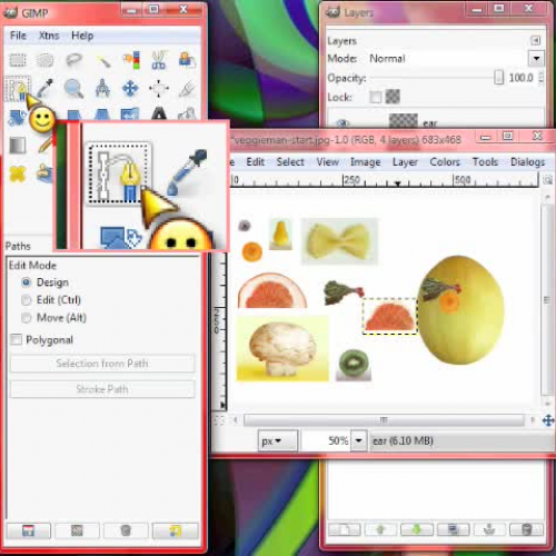 How to use the path tool in GIMP