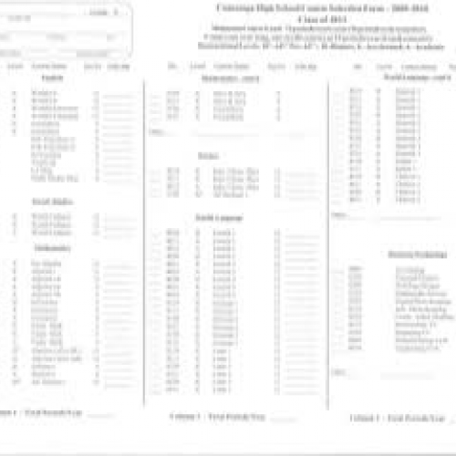 Course Selection Card