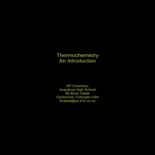 Thermochemistry An introduction