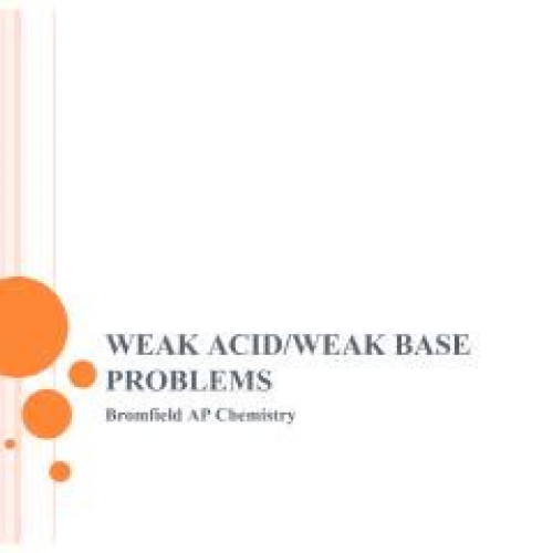 Weak Acid and Weak Base Equilibria