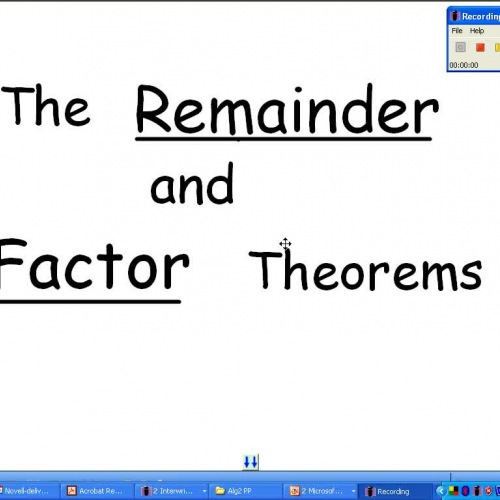 Remainder and Factor Theorem