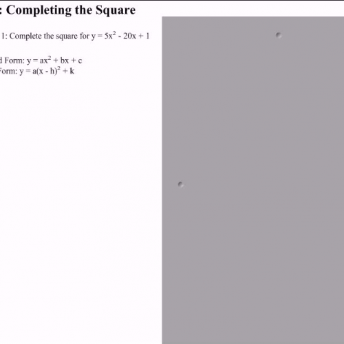 Completing the Square - Algebraic