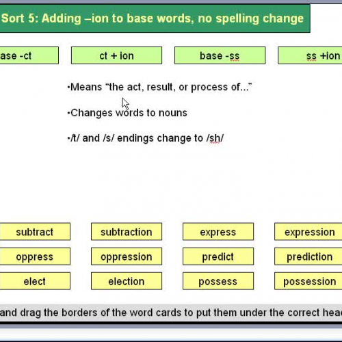 Forest Sort 5 Adding ion to Base Words