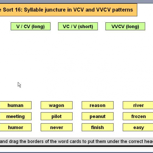 Orange Sort 16 Syllable Juncture in VCV and V