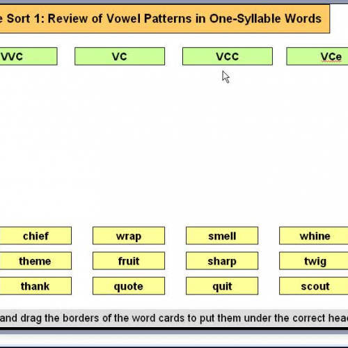 Orange Sort 1 Review of Vowel Patterns in One