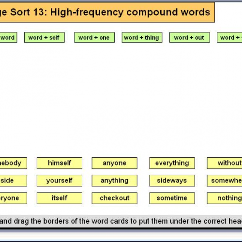 Orange Sort 13 High-frequency compound words