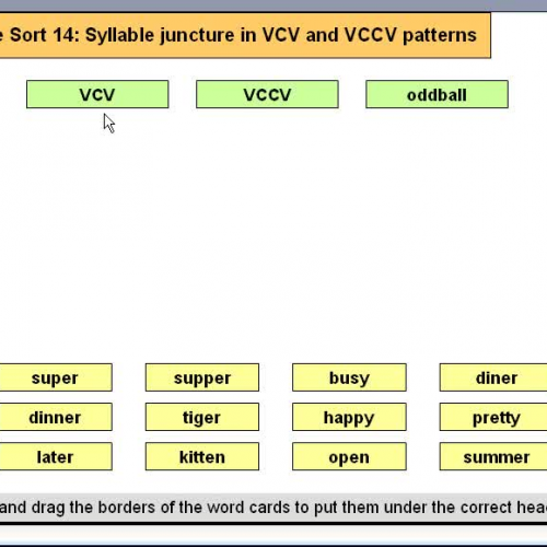 Orange Sort 14 Syllable Juncture in VCV and V