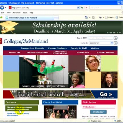 Tour of Distance Education Web Site