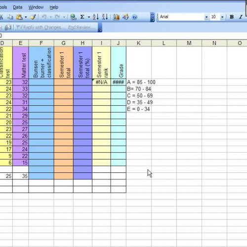 Using excel to carry out calculations on stud
