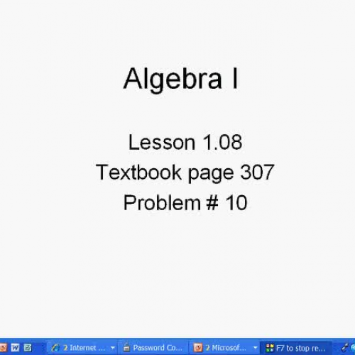 Alg I Sem 3 Unit 1 Lesson 8